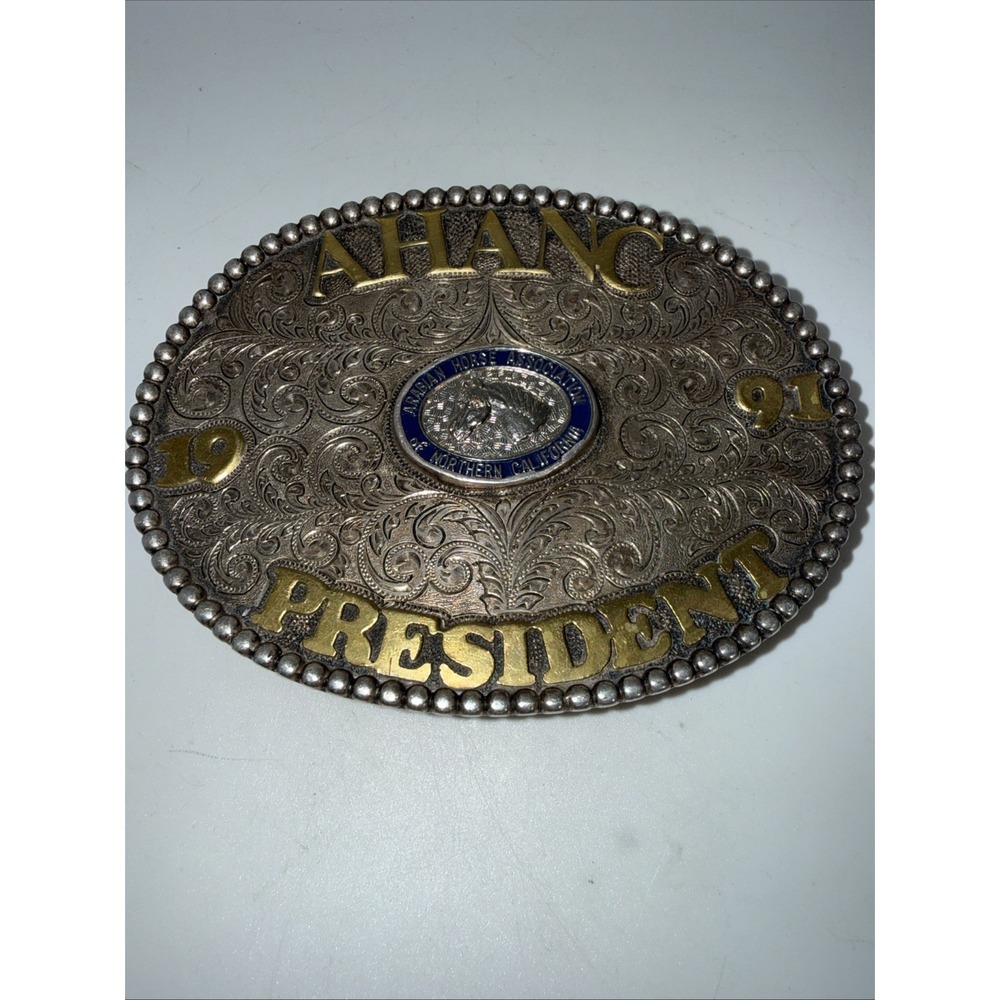 Silver Belt Buckle 159 Grams Total AHANC 1991 President